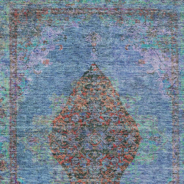 HomeRoots 8' X 10' Blue and Rust Medallion Area Rug - Indoor/Outdoor, Durable, Washable, Elegant Design 629344