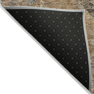 HomeRoots 5' Copper and Taupe Medallion Area Rug – Stylish, Washable Indoor/Outdoor Design for High Traffic Areas 629348