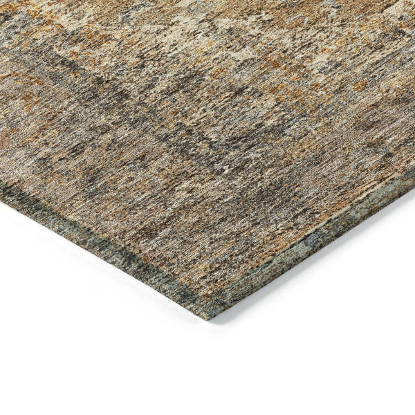 HomeRoots 8' Copper and Taupe Round Medallion Rug - Stylish, Washable Design for Indoor & Outdoor Spaces 629349