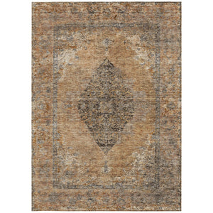 HomeRoots 8' X 10' Copper and Taupe Medallion Rug - Elegant, Washable, Durable for Indoor and Outdoor Spaces! 629350