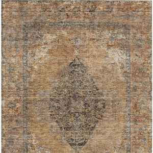 HomeRoots 8' X 10' Copper and Taupe Medallion Rug - Elegant, Washable, Durable for Indoor and Outdoor Spaces! 629350