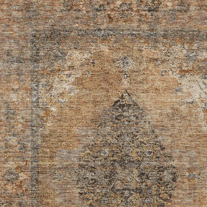 HomeRoots 9' X 12' Copper and Taupe Medallion Area Rug - Durable, Washable, Indoor/Outdoor Design for Any Space 629351