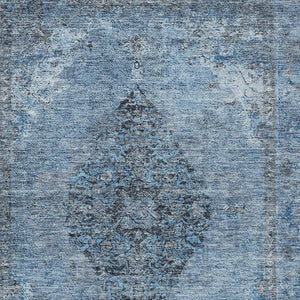 HomeRoots 5' X 8' Denim Blue and Gray Medallion Rug - Durable, Washable, Indoor-Outdoor Area Rug for High-Traffic Use 629354