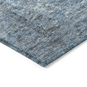 HomeRoots 8' Denim Blue and Gray Medallion Area Rug - Washable, Durable, Stylish for Indoor and Outdoor Spaces 629356