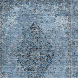 HomeRoots 9' Denim Blue & Gray Medallion Washable Area Rug - Stylish, Durable, Perfect for Indoors & Outdoors 629357