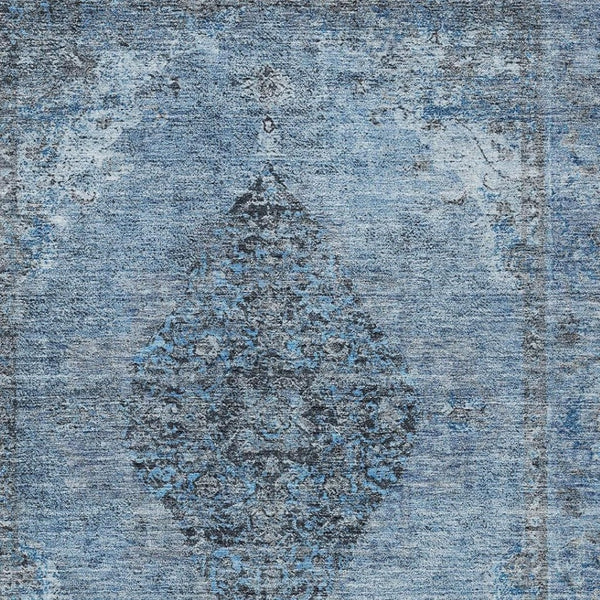 HomeRoots 9' Denim Blue & Gray Medallion Washable Area Rug - Stylish, Durable, Perfect for Indoors & Outdoors 629357