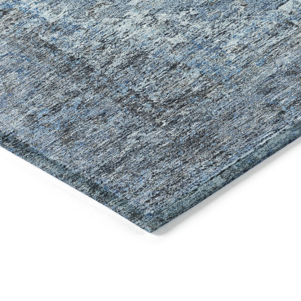 HomeRoots 10' Denim Blue & Gray Medallion Area Rug – Machine Washable, Stain-Resistant for Indoor/Outdoor Use 629358