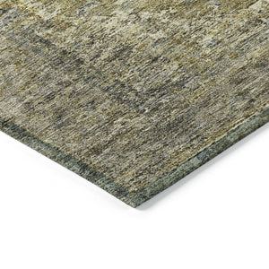 HomeRoots 5' Khaki and Beige Medallion Area Rug – Stylish, Washable, Stain-Resistant for Indoor and Outdoor Use 629360