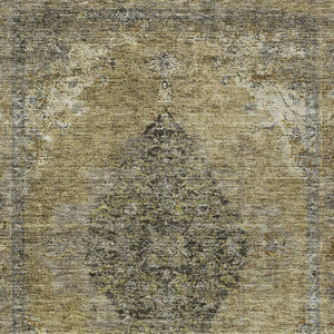 HomeRoots 8' X 10' Khaki Medallion Area Rug - Washable, Durable, Elegant for Indoor & Outdoor Spaces, Easy Care 629362