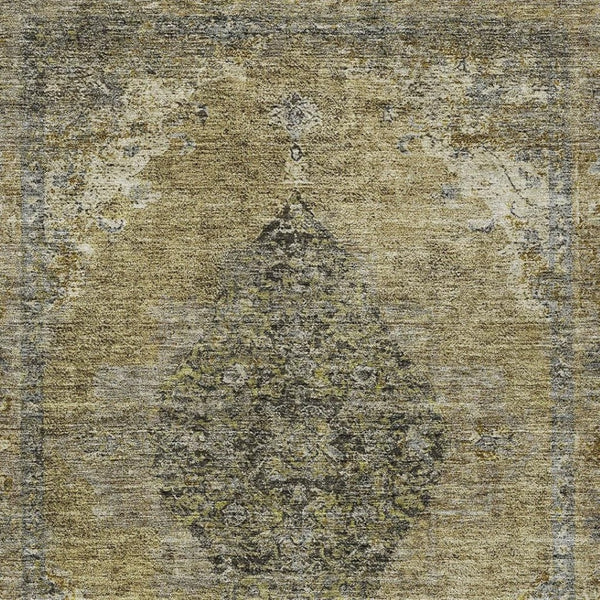 HomeRoots 8' X 10' Khaki Medallion Area Rug - Washable, Durable, Elegant for Indoor & Outdoor Spaces, Easy Care 629362