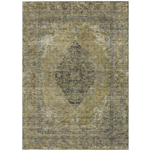 HomeRoots 9' X 12' Khaki Beige Medallion Area Rug - Washable, Durable, Indoor-Outdoor Elegance for Every Space 629363
