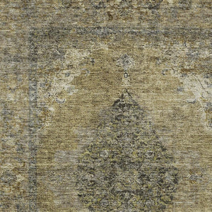 HomeRoots 9' X 12' Khaki Beige Medallion Area Rug - Washable, Durable, Indoor-Outdoor Elegance for Every Space 629363