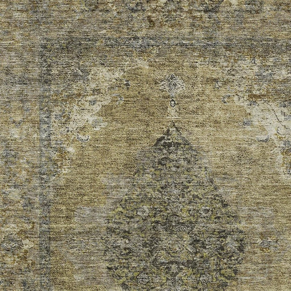 HomeRoots 9' X 12' Khaki Beige Medallion Area Rug - Washable, Durable, Indoor-Outdoor Elegance for Every Space 629363