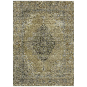 HomeRoots 9' X 12' Khaki Beige Medallion Area Rug - Washable, Durable, Indoor-Outdoor Elegance for Every Space 629363