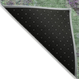HomeRoots 8' Vibrant Lime Green & Purple Round Medallion Rug - Washable for Indoor & Outdoor Use! Ideal for All Spaces! 629367