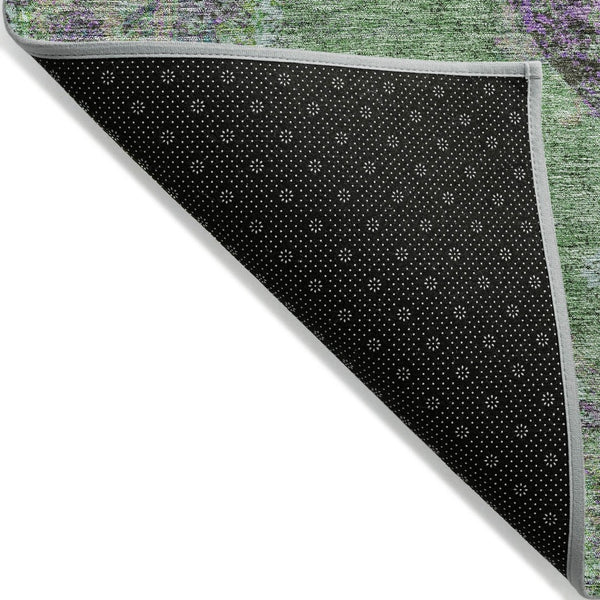 HomeRoots 8' Vibrant Lime Green & Purple Round Medallion Rug - Washable for Indoor & Outdoor Use! Ideal for All Spaces! 629367