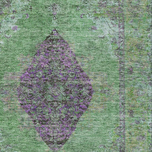HomeRoots 10' Vibrant Lime Green and Purple Medallion Washable Area Rug for Indoor & Outdoor Style Boost 629370