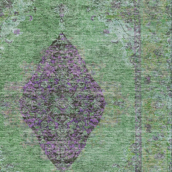 HomeRoots 10' Vibrant Lime Green and Purple Medallion Washable Area Rug for Indoor & Outdoor Style Boost 629370