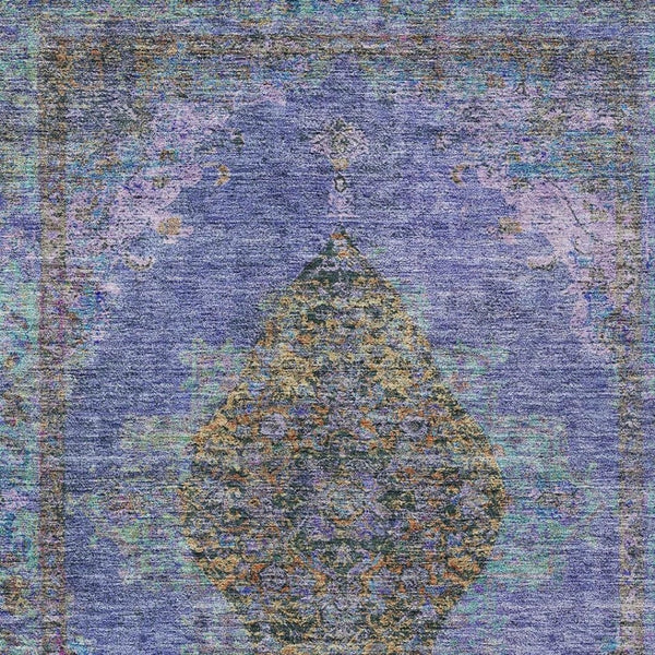 HomeRoots 5' X 8' Purple and Gold Medallion Area Rug – Durable, Washable Design for Indoor/Outdoor Elegance 629378
