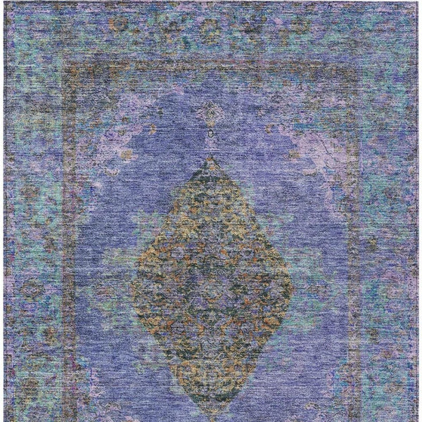 HomeRoots 5' X 8' Purple and Gold Medallion Area Rug – Durable, Washable Design for Indoor/Outdoor Elegance 629378