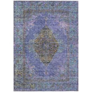 HomeRoots 5' X 8' Purple and Gold Medallion Area Rug – Durable, Washable Design for Indoor/Outdoor Elegance 629378