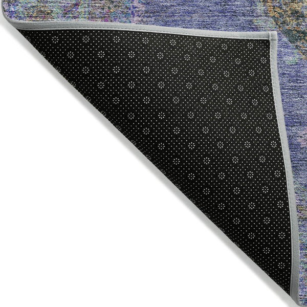 HomeRoots 8' Round Medallion Rug in Purple and Gold - Washable, Durable, Indoor/Outdoor Accent for Any Space 629379
