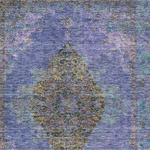 HomeRoots 8' Purple and Gold Medallion Washable Area Rug - Durable, Stylish Indoor/Outdoor Decor for Any Space 629380