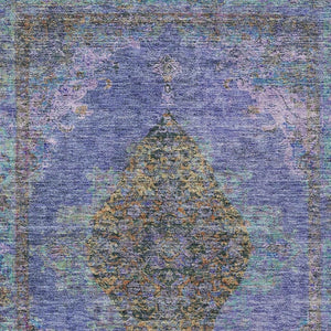 HomeRoots 9' X 12' Purple and Gold Medallion Area Rug - Washable, Stylish, Durable for Indoor & Outdoor Elegance 629381