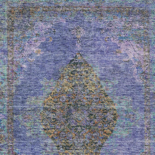 HomeRoots 9' X 12' Purple and Gold Medallion Area Rug - Washable, Stylish, Durable for Indoor & Outdoor Elegance 629381