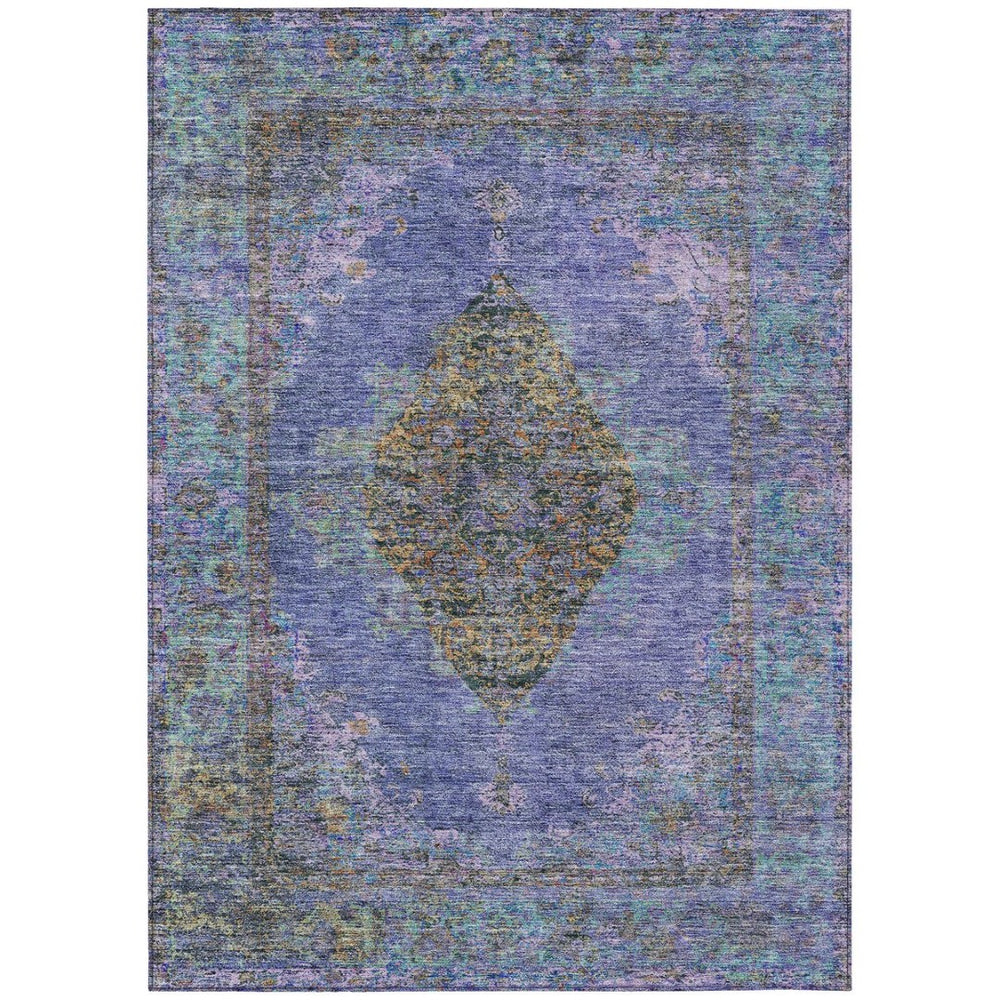HomeRoots 9' X 12' Purple and Gold Medallion Area Rug - Washable, Stylish, Durable for Indoor & Outdoor Elegance 629381