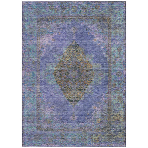 HomeRoots 10' X 14' Purple and Gold Medallion Area Rug - Stylish, Washable, Indoor/Outdoor Durable Design! 629382