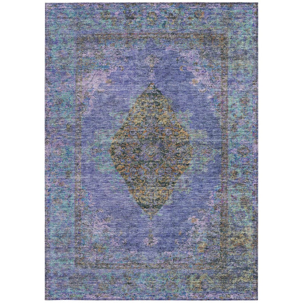 HomeRoots 10' X 14' Purple and Gold Medallion Area Rug - Stylish, Washable, Indoor/Outdoor Durable Design! 629382