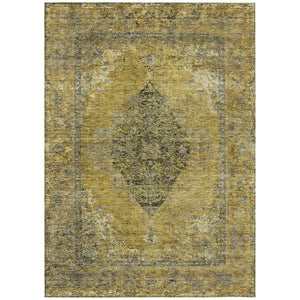 HomeRoots 9' X 12' Wheat and Gray Medallion Area Rug - Washable, Durable for Indoor/Outdoor Use, Stylish & Versatile 629387