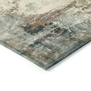 HomeRoots 8' Ivory and Taupe Round Abstract Washable Rug - Stylish, Durable, and Perfect for Indoor/Outdoor Use! 629391