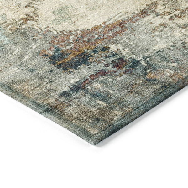 HomeRoots 8' Ivory and Taupe Round Abstract Washable Rug - Stylish, Durable, and Perfect for Indoor/Outdoor Use! 629391