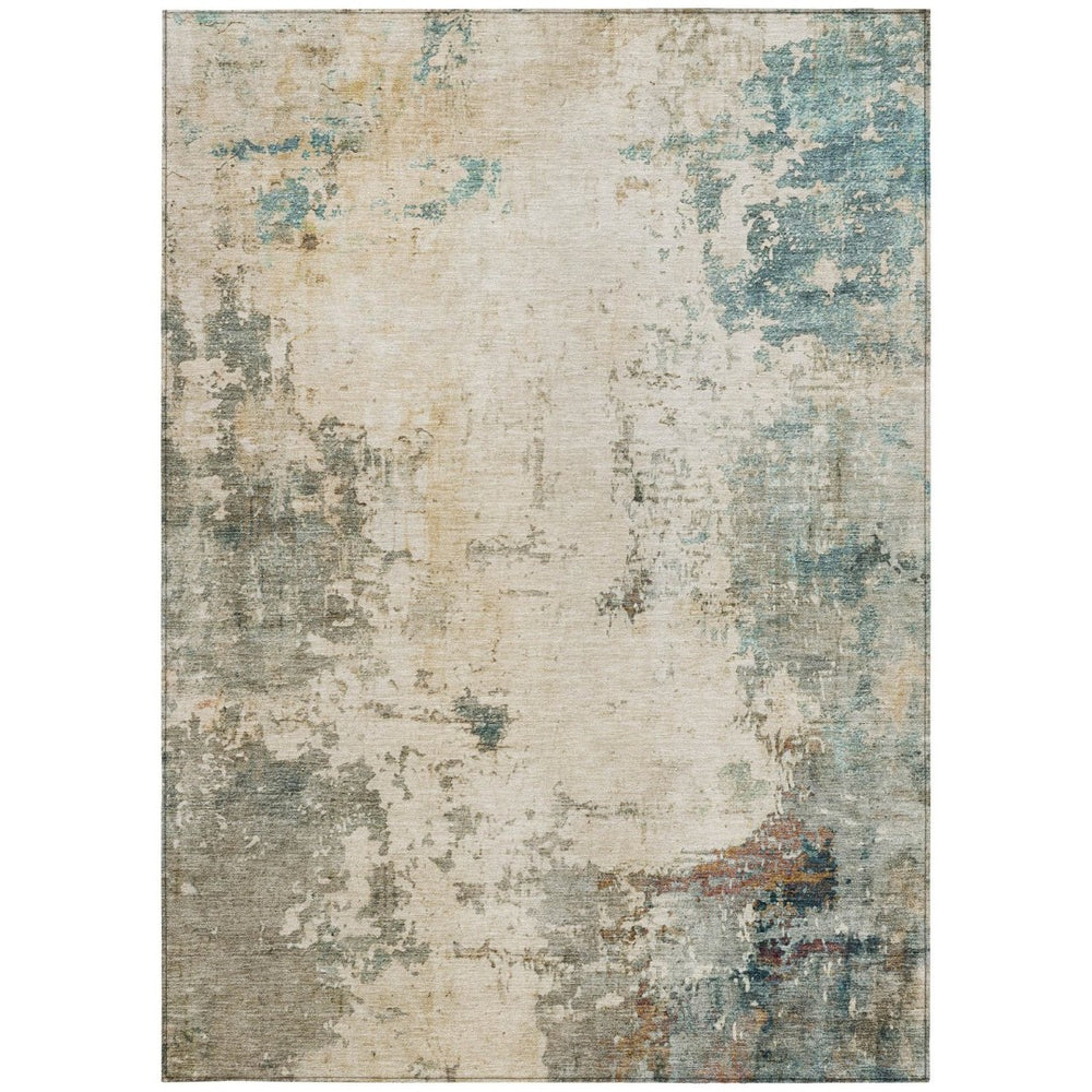 HomeRoots 8' X 10' Elegant Ivory & Taupe Abstract Rug – Washable Indoor/Outdoor, Durable, Stylish & Easy Care 629392