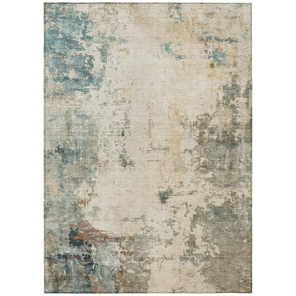 HomeRoots 9' X 12' Versatile Ivory and Taupe Abstract Area Rug - Durable, Washable, Indoor/Outdoor Use! 629393