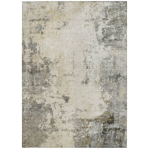 HomeRoots 5' X 8' Stylish Pewter and Ivory Abstract Area Rug - Indoor/Outdoor, Washable, Stain-Resistant Design 629396
