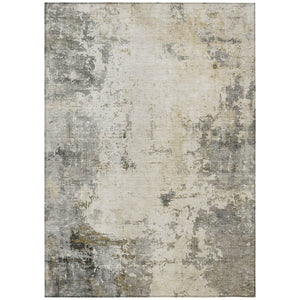 HomeRoots 5' X 8' Stylish Pewter and Ivory Abstract Area Rug - Indoor/Outdoor, Washable, Stain-Resistant Design 629396
