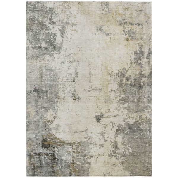 HomeRoots 8' X 10' Pewter and Ivory Abstract Area Rug - Washable, Durable, Indoor-Outdoor Versatility for Every Space 629398