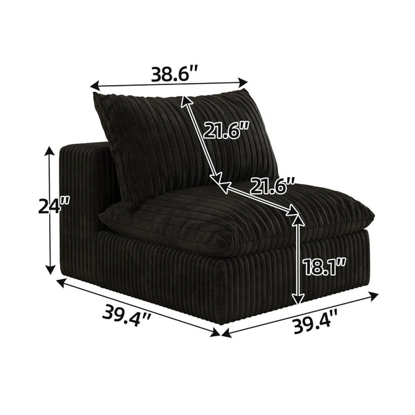 English Elm Cloud Modular Corduroy Sofa Deep Feather Seat Cushions Frameless Living Room Sectional W2824P324522