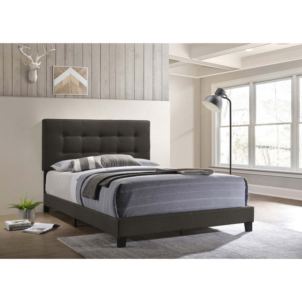English Elm Dordrecht Charcoal Upholstered Eastern King Panel Bed with Padded Headboard, Luxe Fabric Finish, Box Spring Required B062P331067