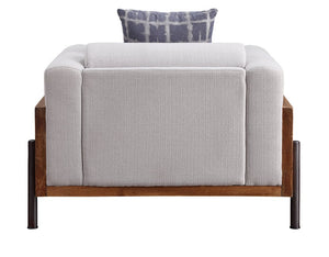 English Elm Pelton Vintage-Pattern Fabric Chair with Walnut Finish, Reclaimed Wood Arms & Toss Pillow, Plush Support B2726P253095
