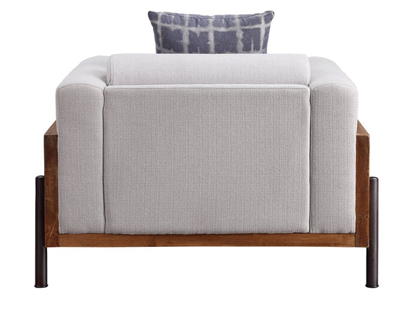 English Elm Pelton Vintage-Pattern Fabric Chair with Walnut Finish, Reclaimed Wood Arms & Toss Pillow, Plush Support B2726P253095