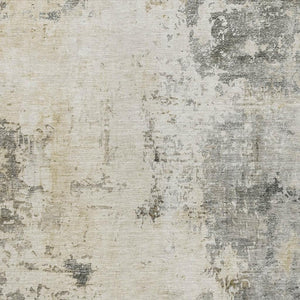 HomeRoots 10' Modern Pewter and Ivory Abstract Washable Area Rug - Durable for Indoor & Outdoor Living Spaces 629400