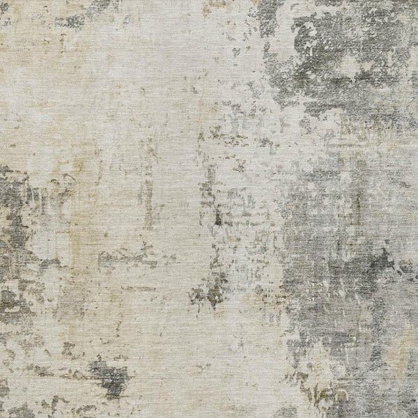 HomeRoots 10' Modern Pewter and Ivory Abstract Washable Area Rug - Durable for Indoor & Outdoor Living Spaces 629400