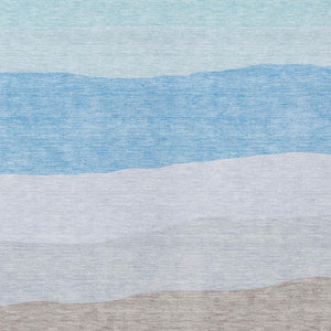 HomeRoots 5' Coastal-Inspired Striped Area Rug in Green, Blue & Gray - Washable for Indoor/Outdoor Use! 629402