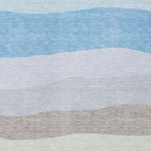 HomeRoots 10' Striped Indoor Outdoor Area Rug in Green, Blue & Gray - Durable, Washable, Versatile Décor Solution 629406