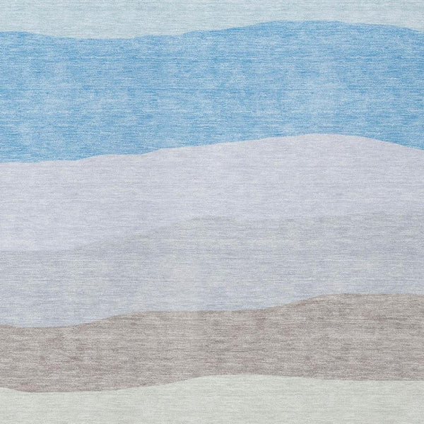 HomeRoots 10' Striped Indoor Outdoor Area Rug in Green, Blue & Gray - Durable, Washable, Versatile Décor Solution 629406