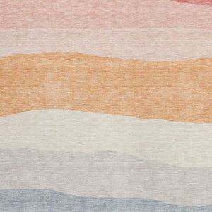 HomeRoots 5' X 8' Vibrant Orange Blush & Lavender Striped Washable Area Rug for Indoor & Outdoor Use 629408